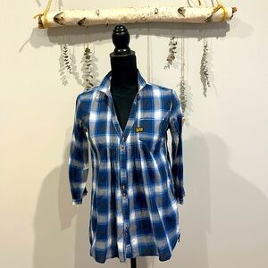 G-Star Women 3/4-sleeve shirt, plaid, 100% cotton, button down, size small